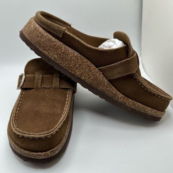 CUSHIONAIRE Women's Genuine Leather Cork Footbed Clog with +Comfort 7 WIDE BROWN - Picture 6 of 8